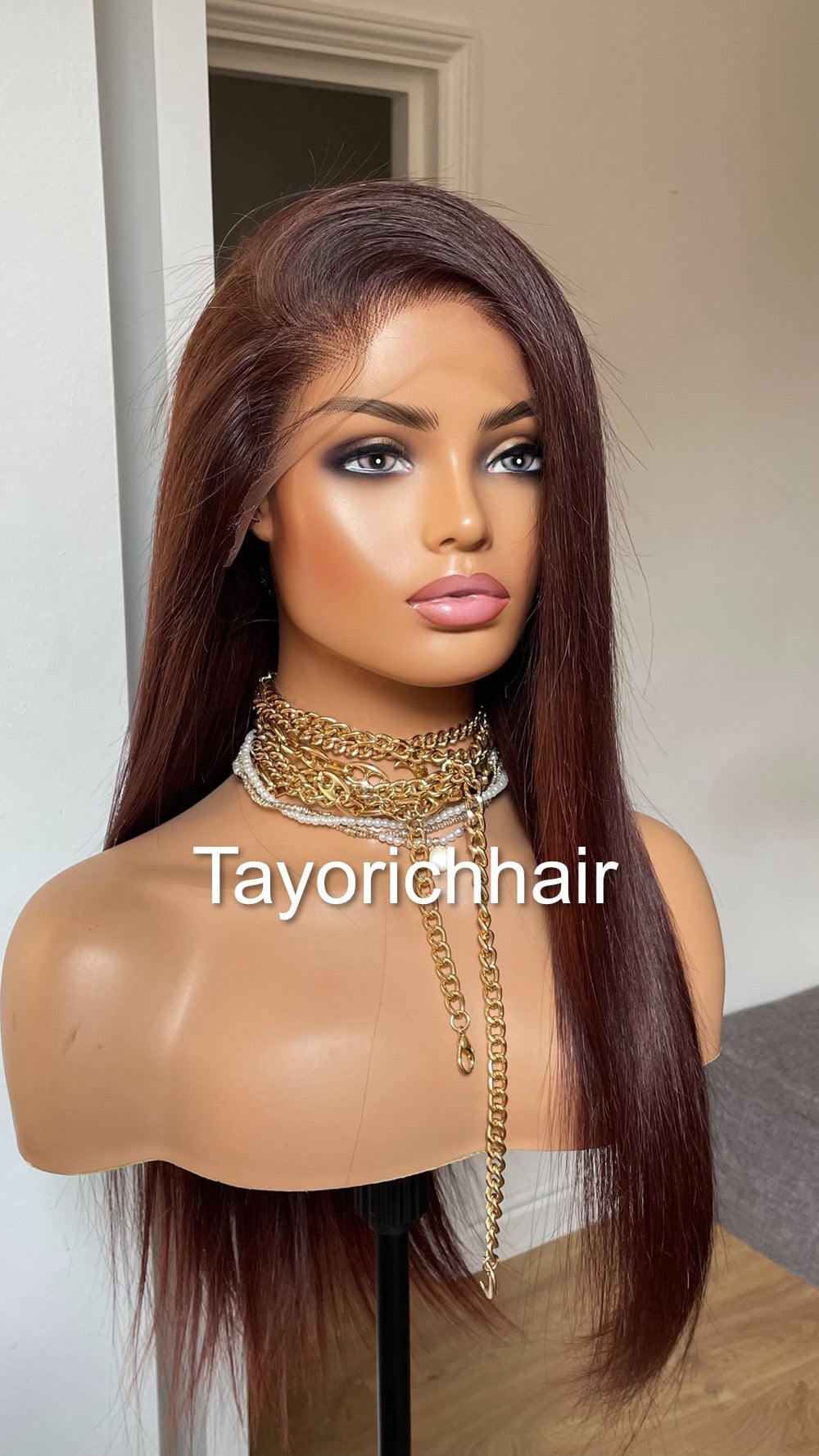 Black Dark Cherry Raw Human Hair Lace Frontal Wig In 18 Inches/13 By 6 HD Lace Frontal Free Part High Quality Human Hair Wig By Tayorichhair