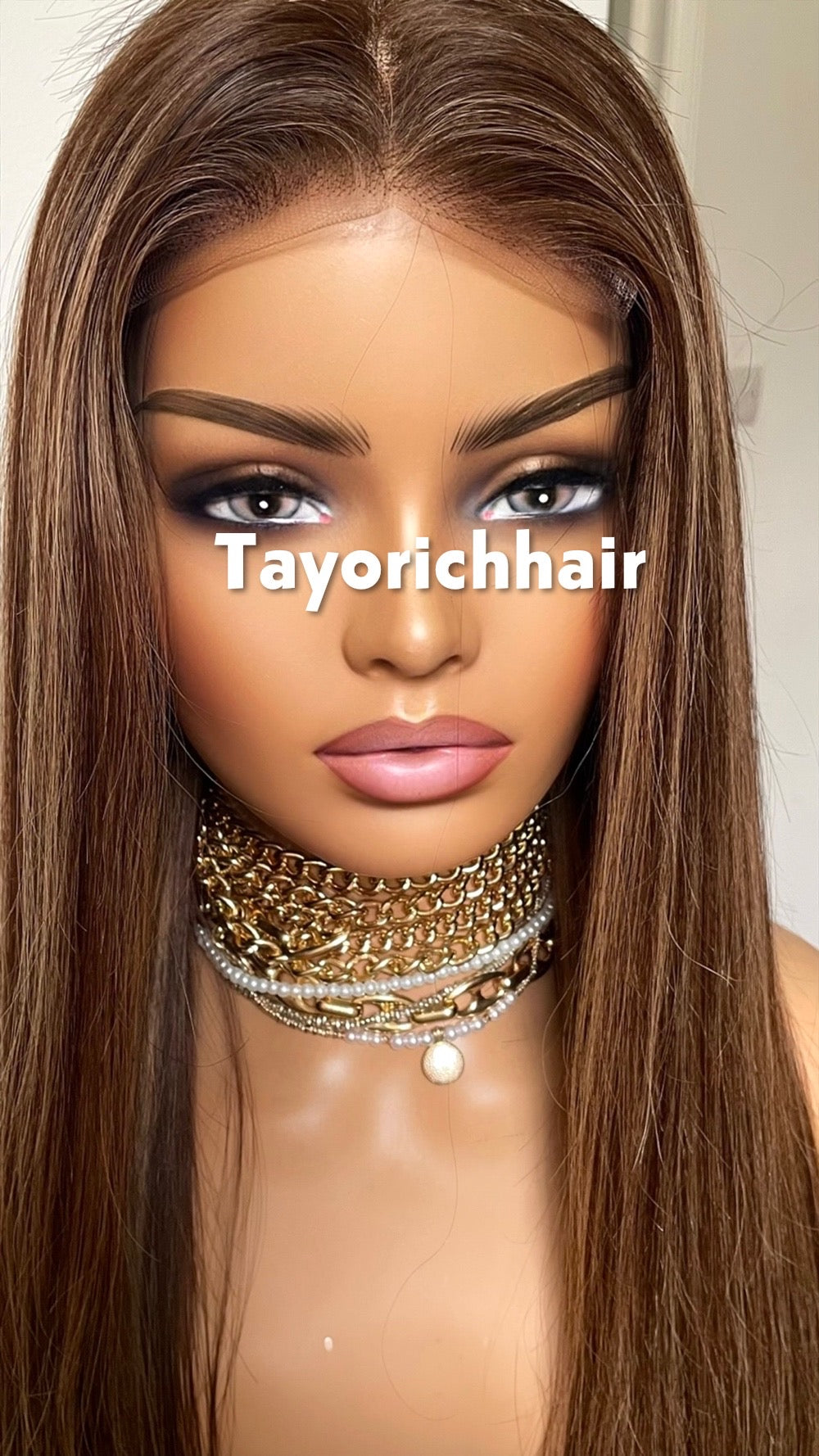Blonde And Brown Human Hair Wig With 5x5 HD U-Part Lace- 18 Inches Straight Wig- Medium Cap Size- Beginner Friendly Human Hair Wigs For Women-Tayorichhair Wigs