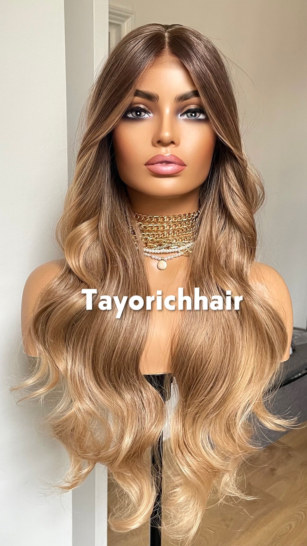 Honey Caramel Blonde Mix Synthetic Lace Frontal Wig