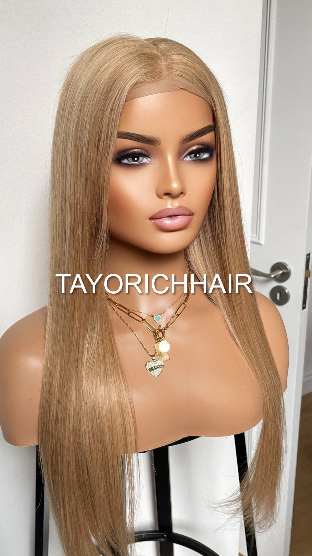 Warm Blonde Long Straight Real Hair Lace Front Wig 24 Inches/13x6 Swiss Lace/Low Density Blonde Real Hair Wig For Women