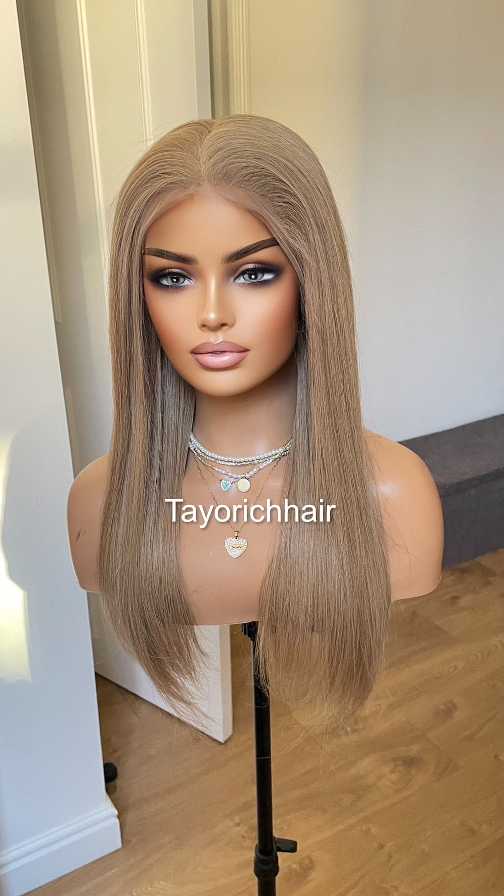 Ash Blonde Human Hair Wig/ Dark Ash Blonde Wig For Alopecia Hairloss/ Real Hair Wig By Tayorichhair/Straight Hair 20 Inches Wig/Gift For Her