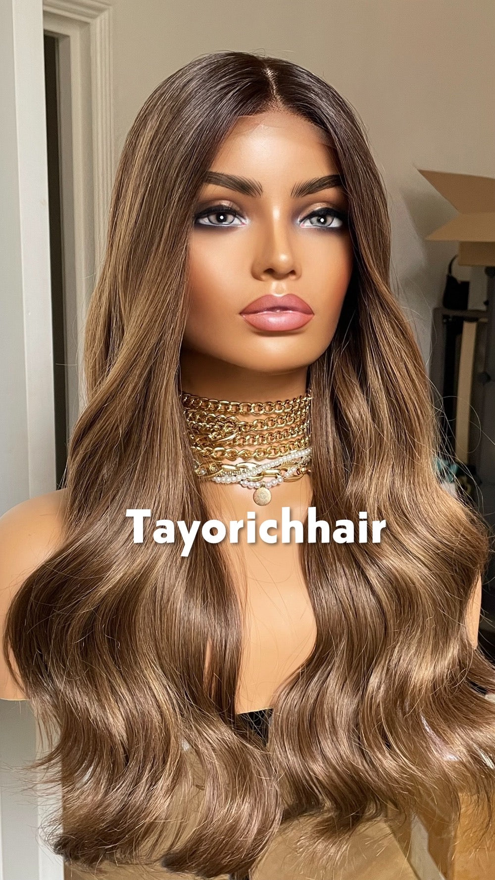 Bronde Wavy Hair Lace Frontal Wig; Heat Friendly Synthetic Wig; 13 By 6 Swiss Lace.