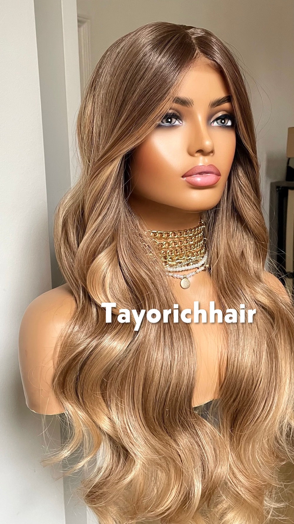 Honey Caramel Blonde Mix Synthetic Lace Frontal Wig