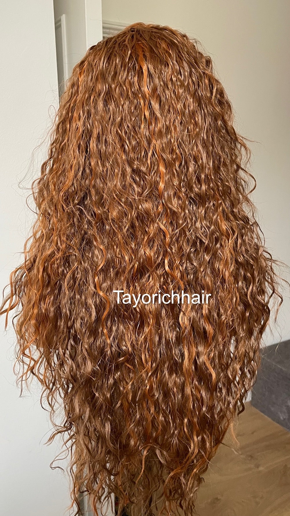 Auburn Red Curly Lace Front Wig With Red Ginger Highlights / Free Part Curly Light Weight Big Hair Wig/ Loose Curly Auburn Reddish Brown Wig