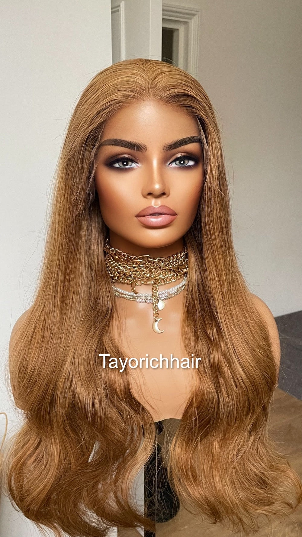 Golden Auburn Human Hair Wig/ Free Part Wig With HD 13x4 Lace/ 180% Density 24 Inches Wavy Real Hair Wig For Women Daily Wear Wigs By Tayorichhair