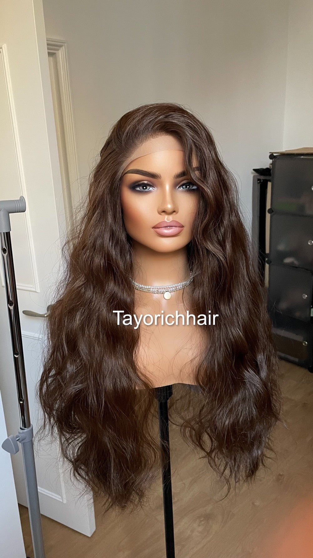 Dark Brunette Brown Lace Front Wavy Wigs For Women Natural Looking 13x3 Lace Front Wig With A Realistic Hair Line Heat Friendly Synthetic