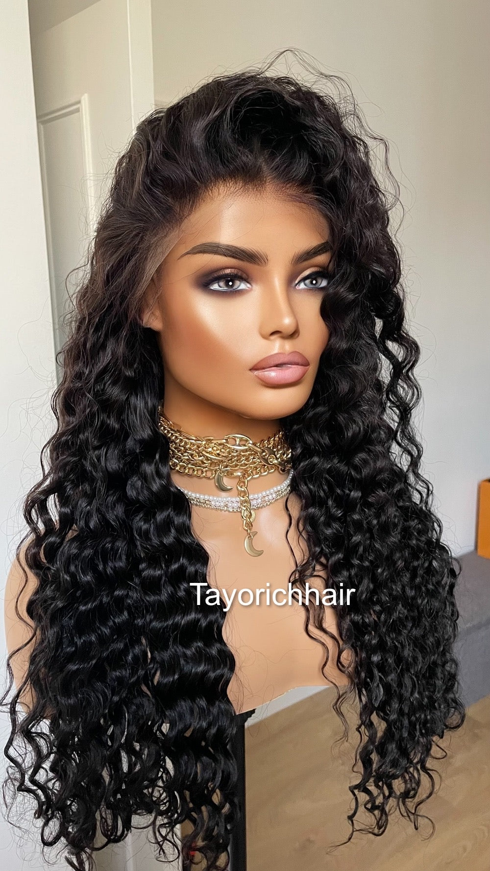Black Curly Lace Front Human Hair Wig/ Long Curly Long 24 Inches Lace Wig For Daily wear/ Exotic Curls 13x4 HD Lace Wig