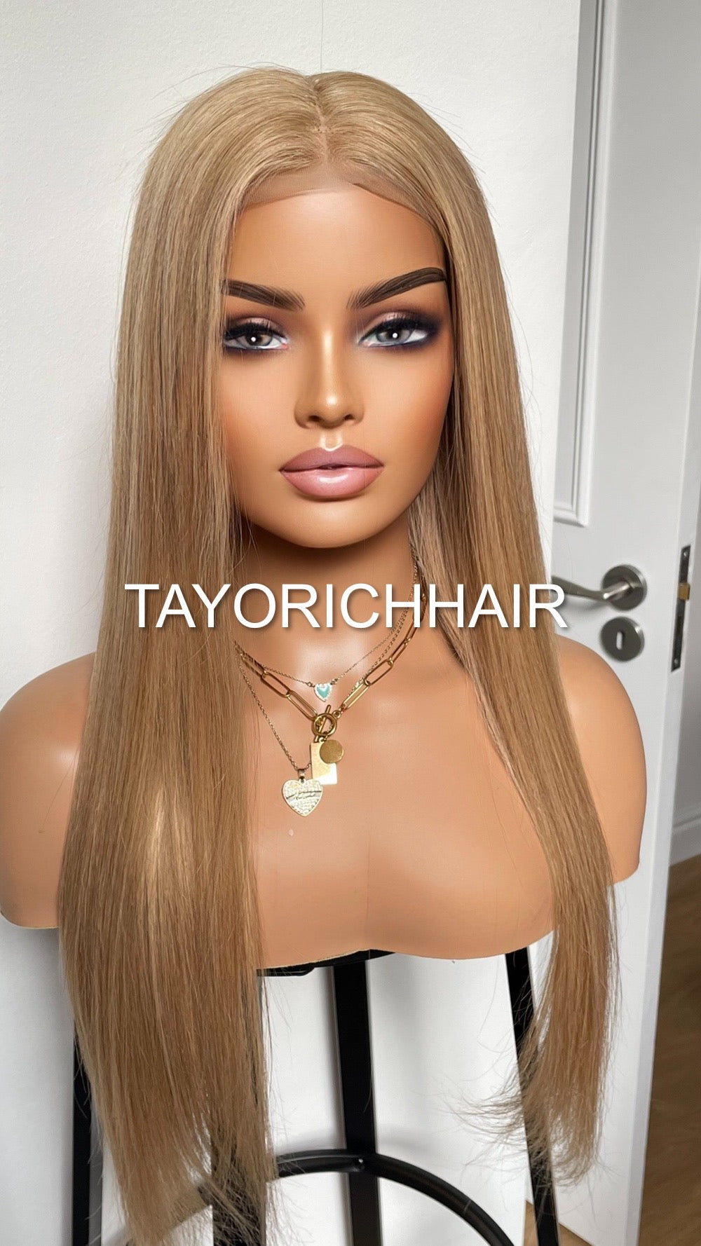 Warm Blonde Long Straight Real Hair Lace Front Wig 24 Inches/13x6 Swiss Lace/Low Density Blonde Real Hair Wig For Women