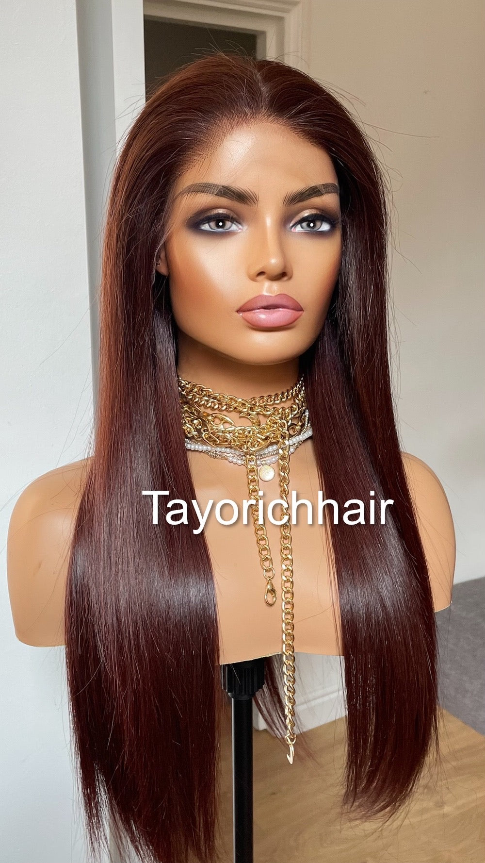 Black Dark Cherry Raw Human Hair Lace Frontal Wig In 18 Inches/13 By 6 HD Lace Frontal Free Part High Quality Human Hair Wig By Tayorichhair