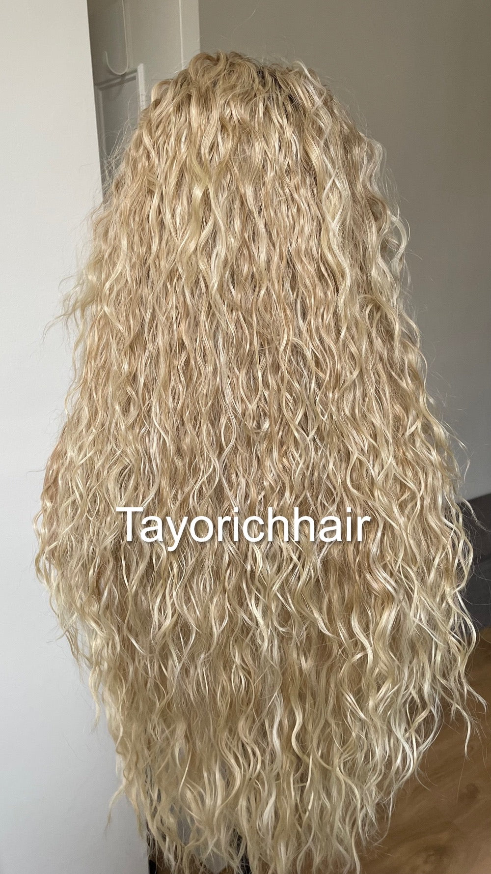 Mixed Blonde Curly Synthetic Lace Frontal Wig With Dark Roots/Lightweight Wig/Small Cap Size Long Curly Hair Wigs For Women By Tayorichhair