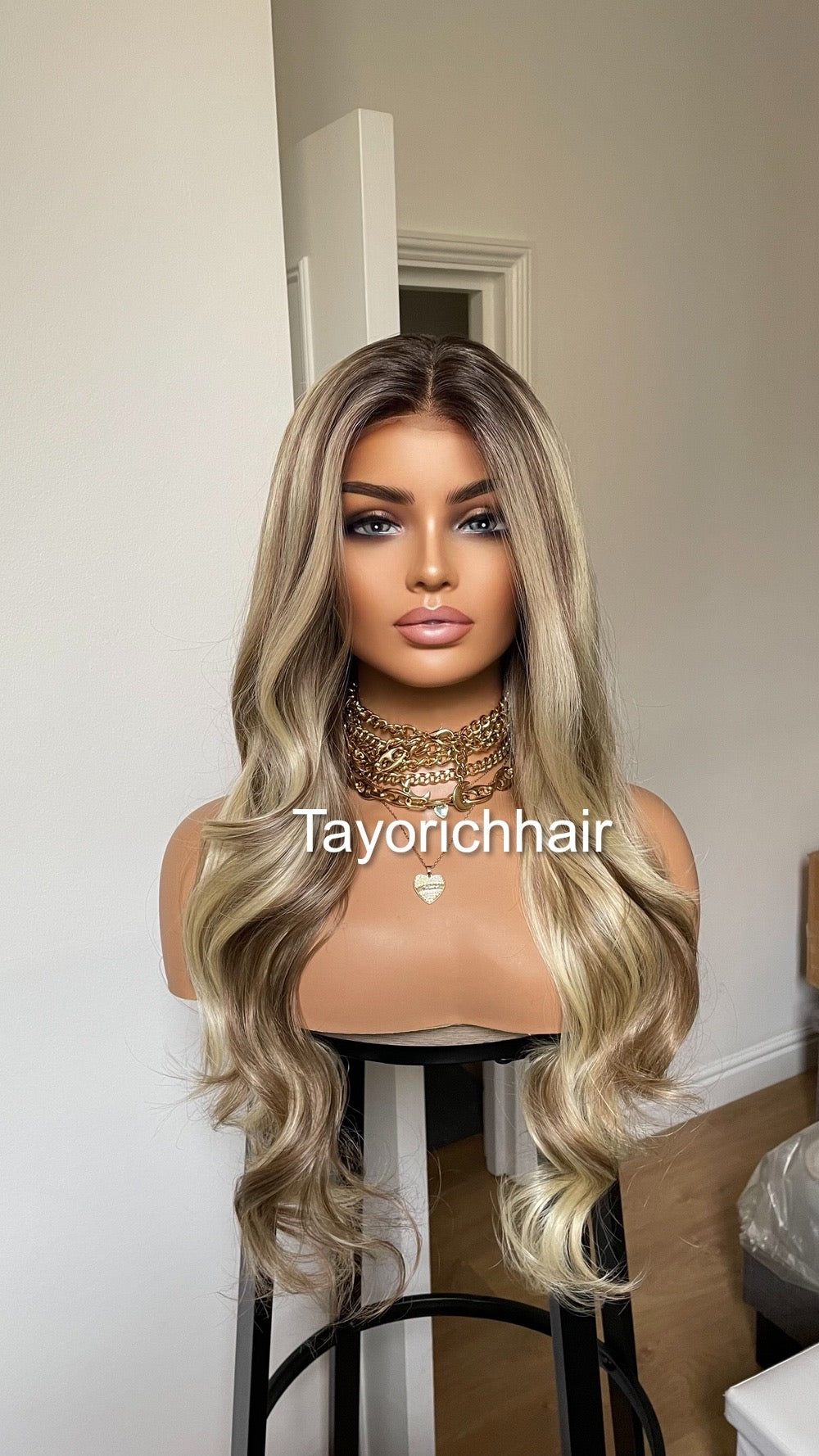 Rooted Mixed Blonde Synthetic Lace Front Wig