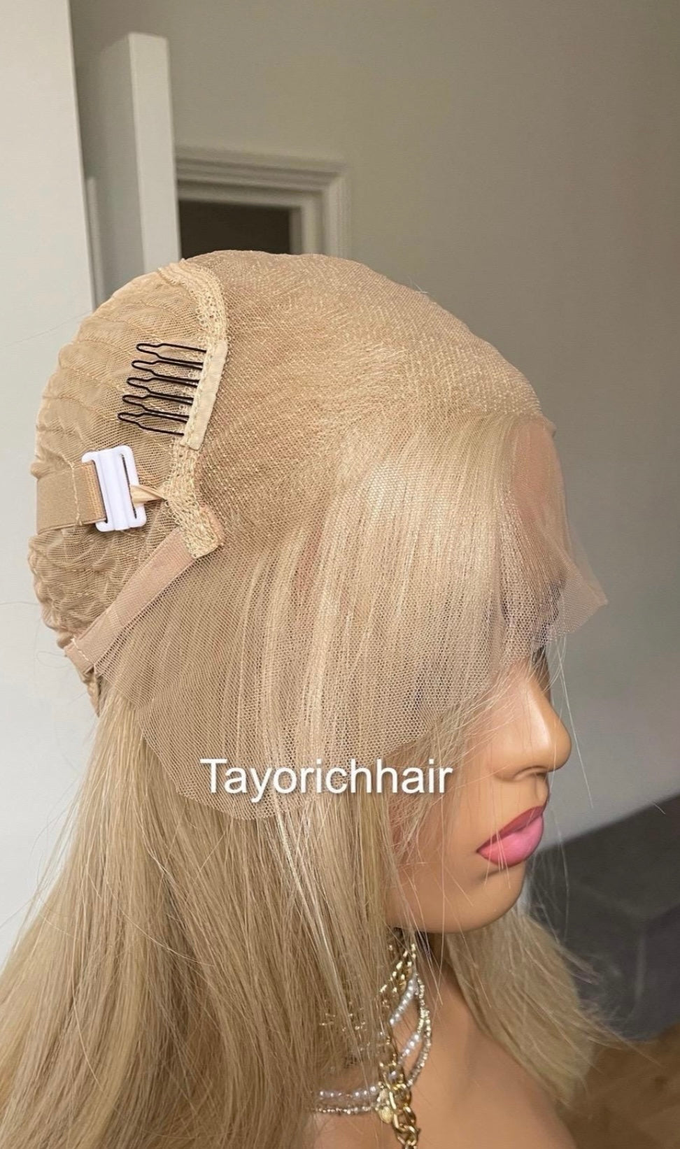 Light Blonde Lace Frontal Wig: Heat-Safe Synthetic Hair, Curtain Bangs