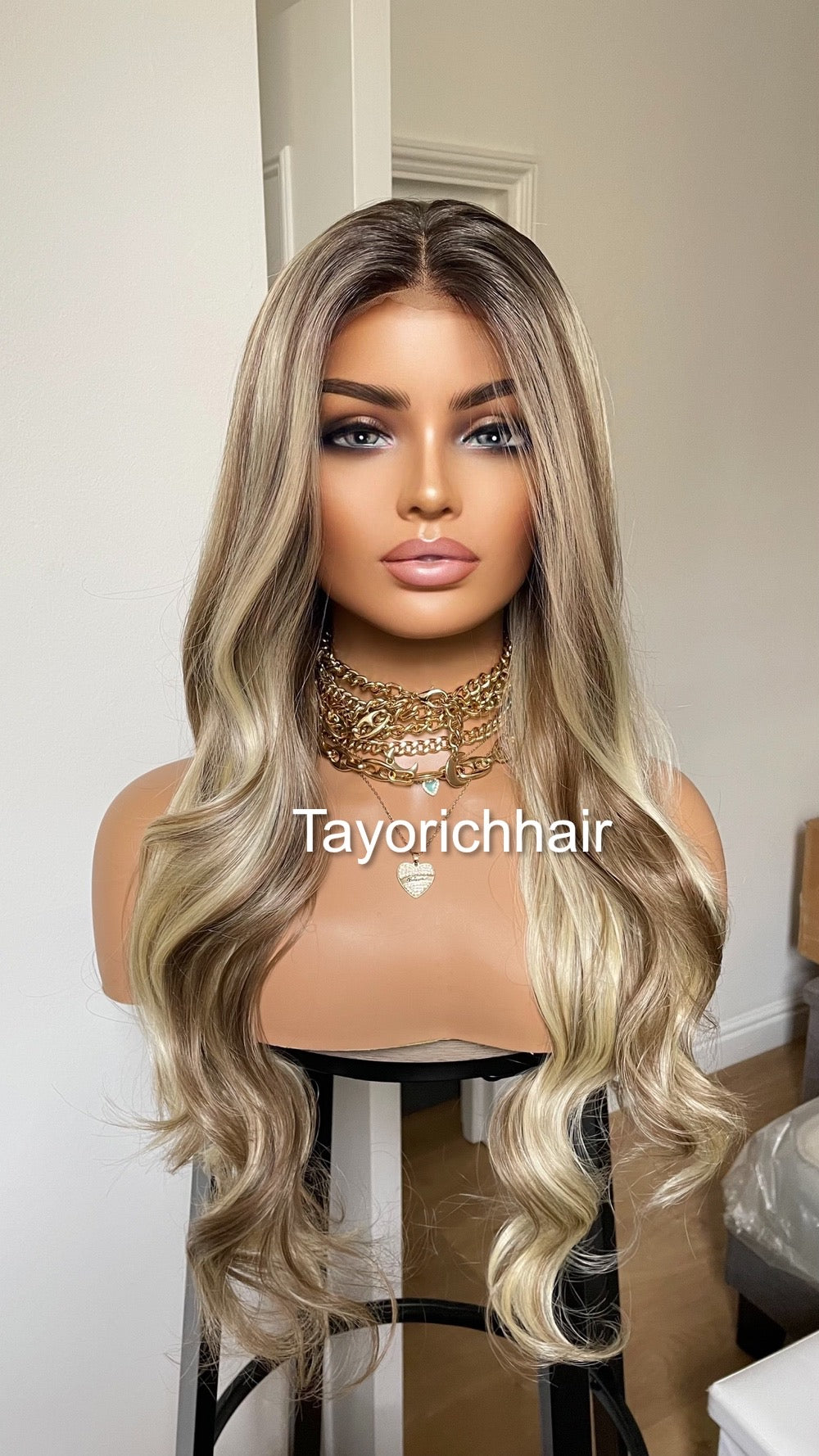 Rooted Mixed Blonde Synthetic Lace Front Wig