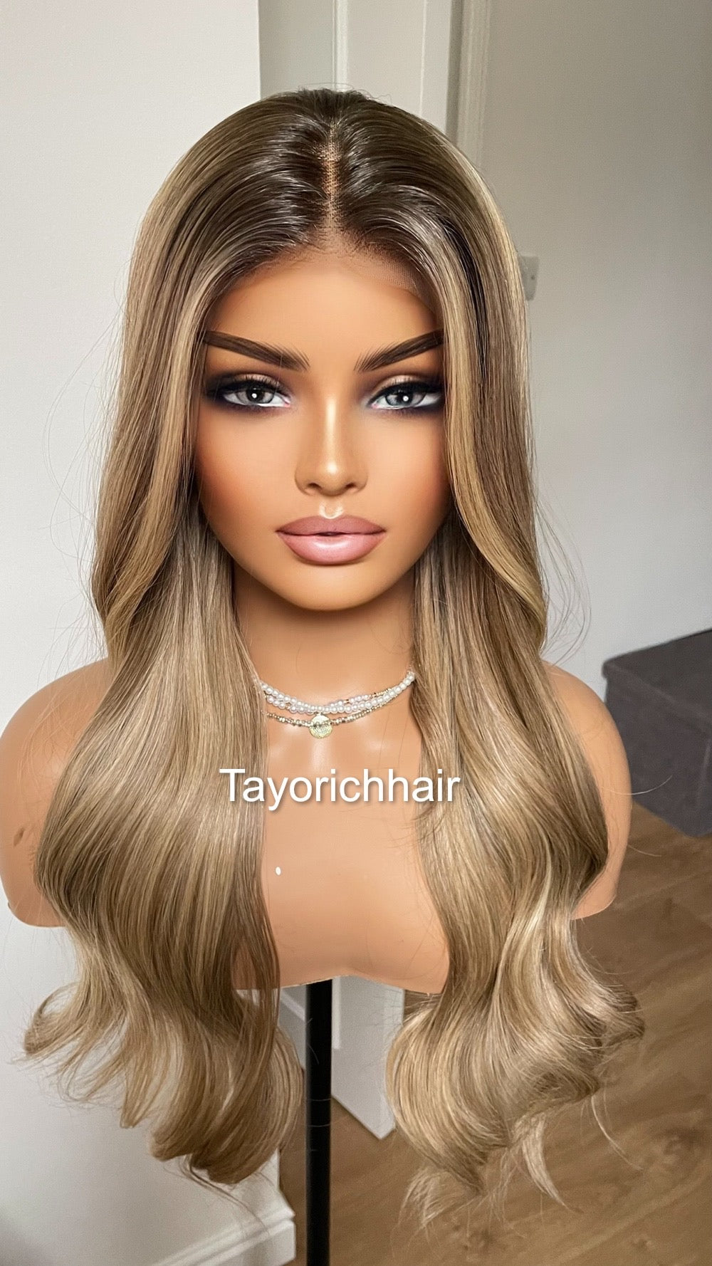 20 Inches Ash Blonde With Dark Roots/ Front Wig/ Natural Realistic Soft Synthetic Lace Wigs For Women/Ready To Ship Wigs