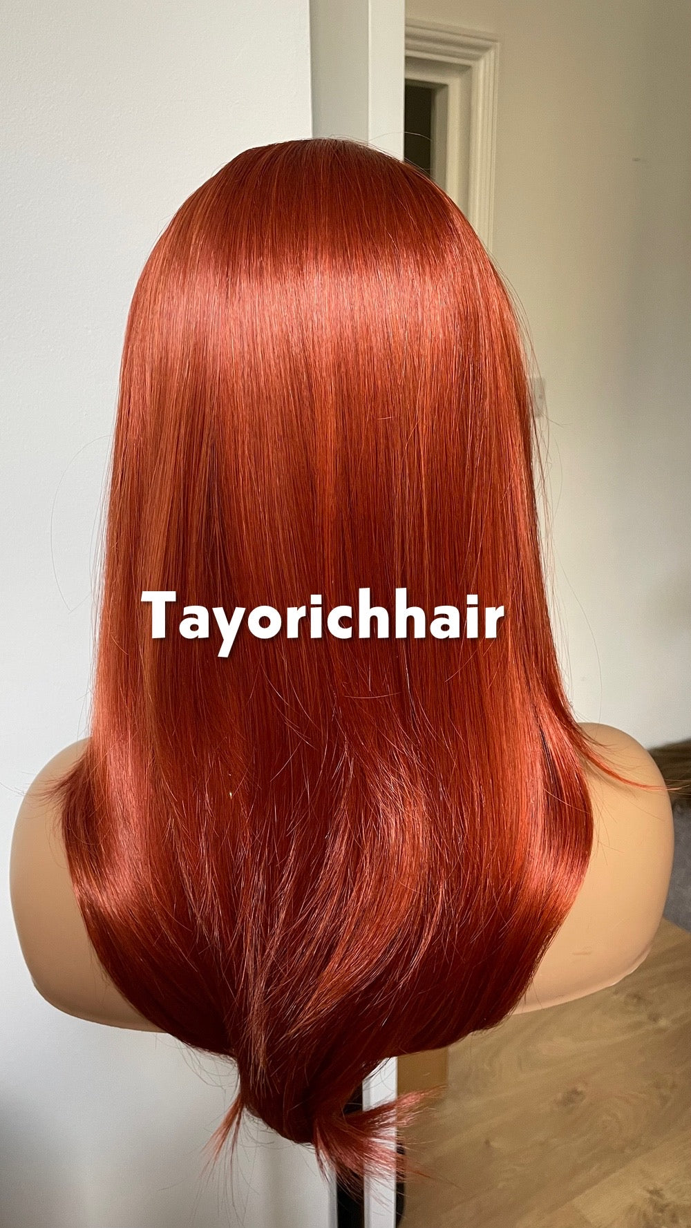 Fiery Copper Red Lace Front Wig: 16 Inch Heat Resistant Hair