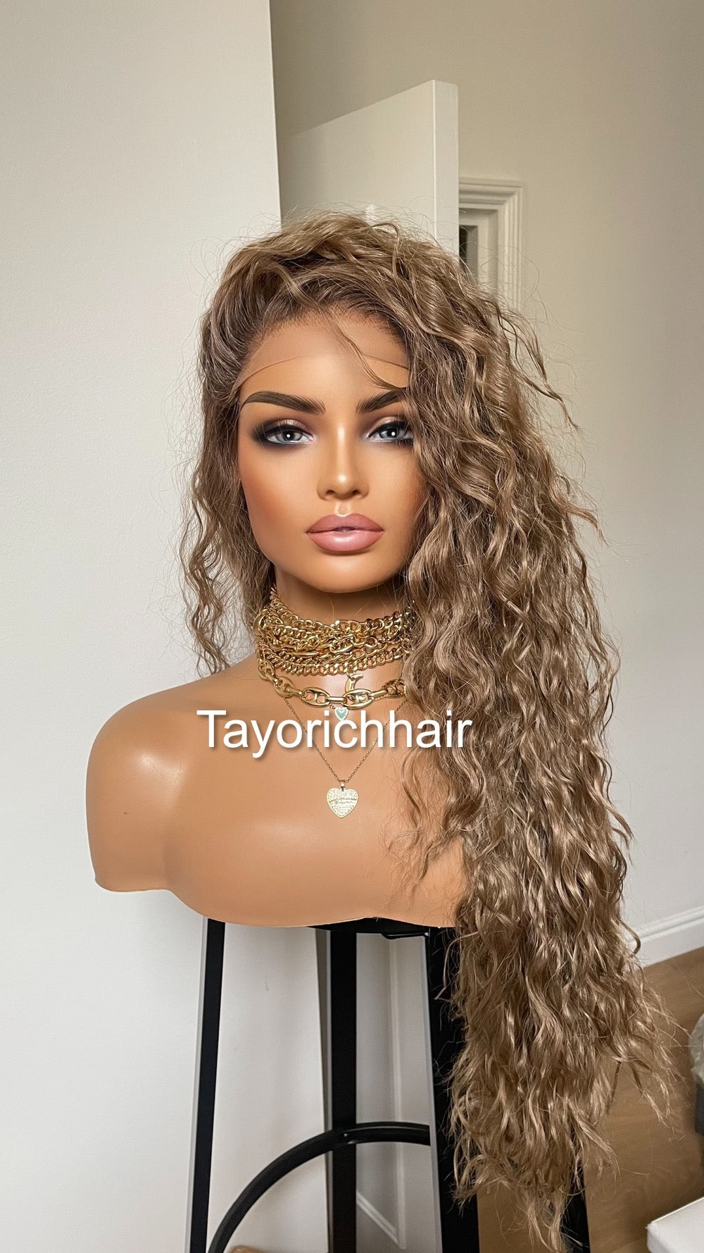 Dark Ash Curly Synthetic Wig For Small Extra Small Head Size