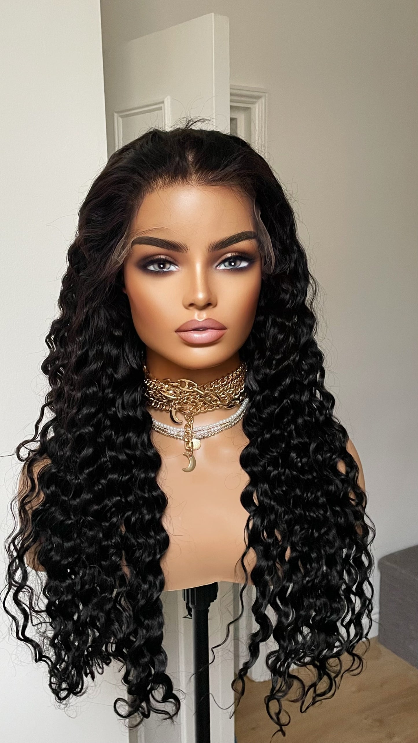 Black Curly Lace Front Human Hair Wig/ Long Curly Long 24 Inches Lace Wig For Daily wear/ Exotic Curls 13x4 HD Lace Wig