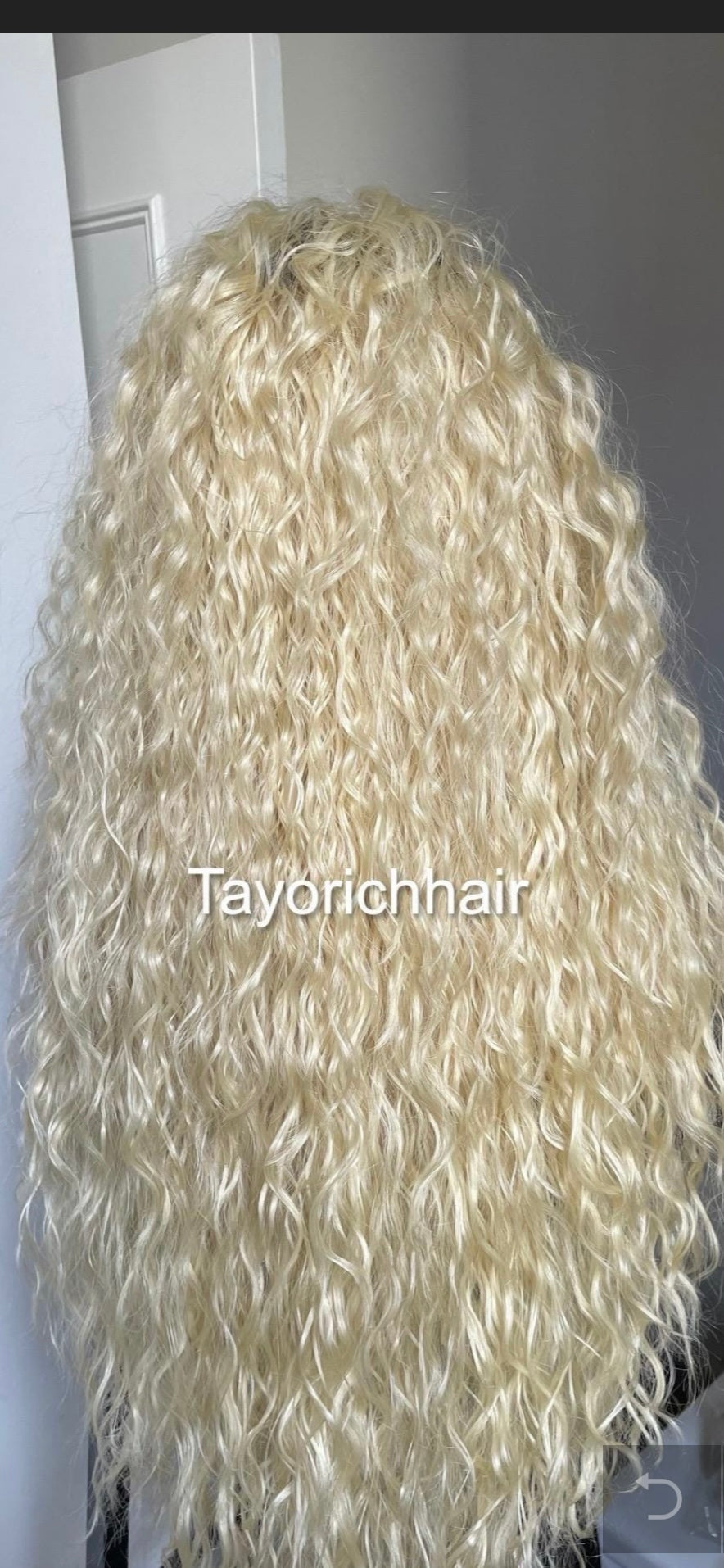 Bleach Blonde Exotic Curly Wig With Dark Roots- Shakira Curly Hair Lace Frontal Wig- Heat Friendly Curly Light Weight Wig By Tayorichhair