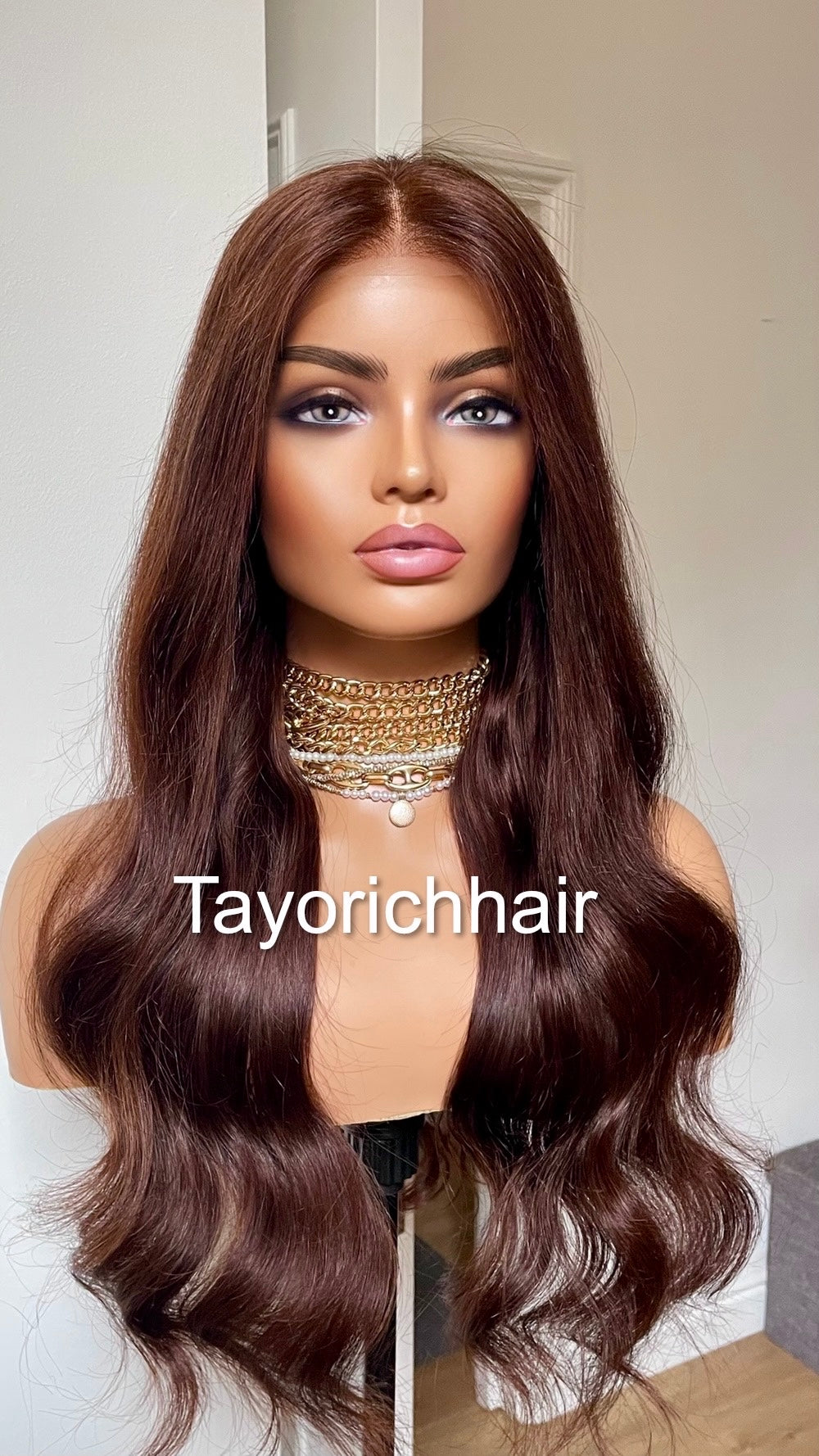 Dark Brown Human Hair Lace Frontal Wig-13x4 HD Lace Wig-Natural Looking Wig For Small Head Sizes-Tayorichhair Wigs