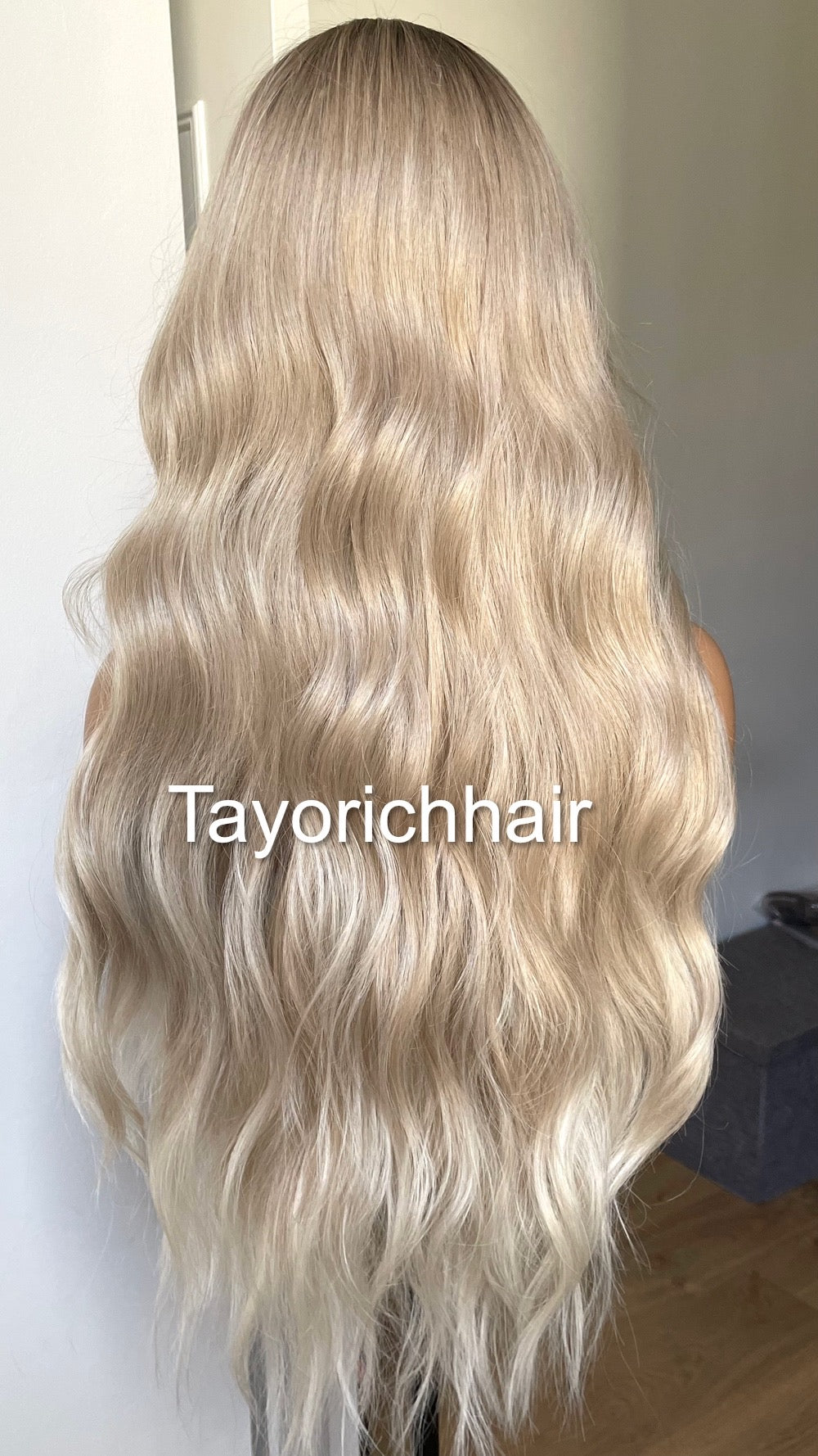 Rooted Pearl Blonde Heat Friendly Synthetic Lace Frontal Wig With 13 By 6 Wide Lace/ Loose Wavy Blonde Hair Wig Fror Women/Tayorichhair Wigs