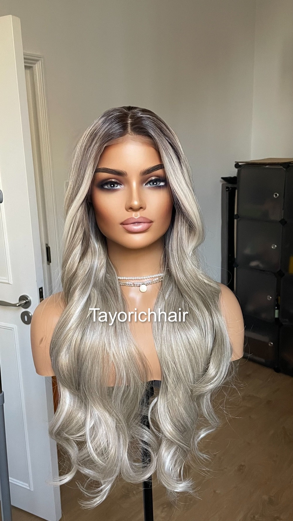 Dark Ash Blonde Synthetic Lace Front Wig With Money Piece/ Realistic Heat Resistant Wig/ Natural Looking Wigs For Women/ Tayorichhair Wigs
