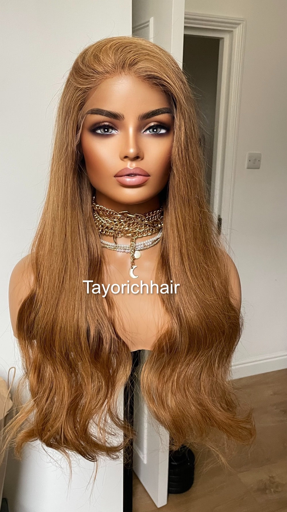 Golden Auburn Human Hair Wig/ Free Part Wig With HD 13x4 Lace/ 180% Density 24 Inches Wavy Real Hair Wig For Women Daily Wear Wigs By Tayorichhair