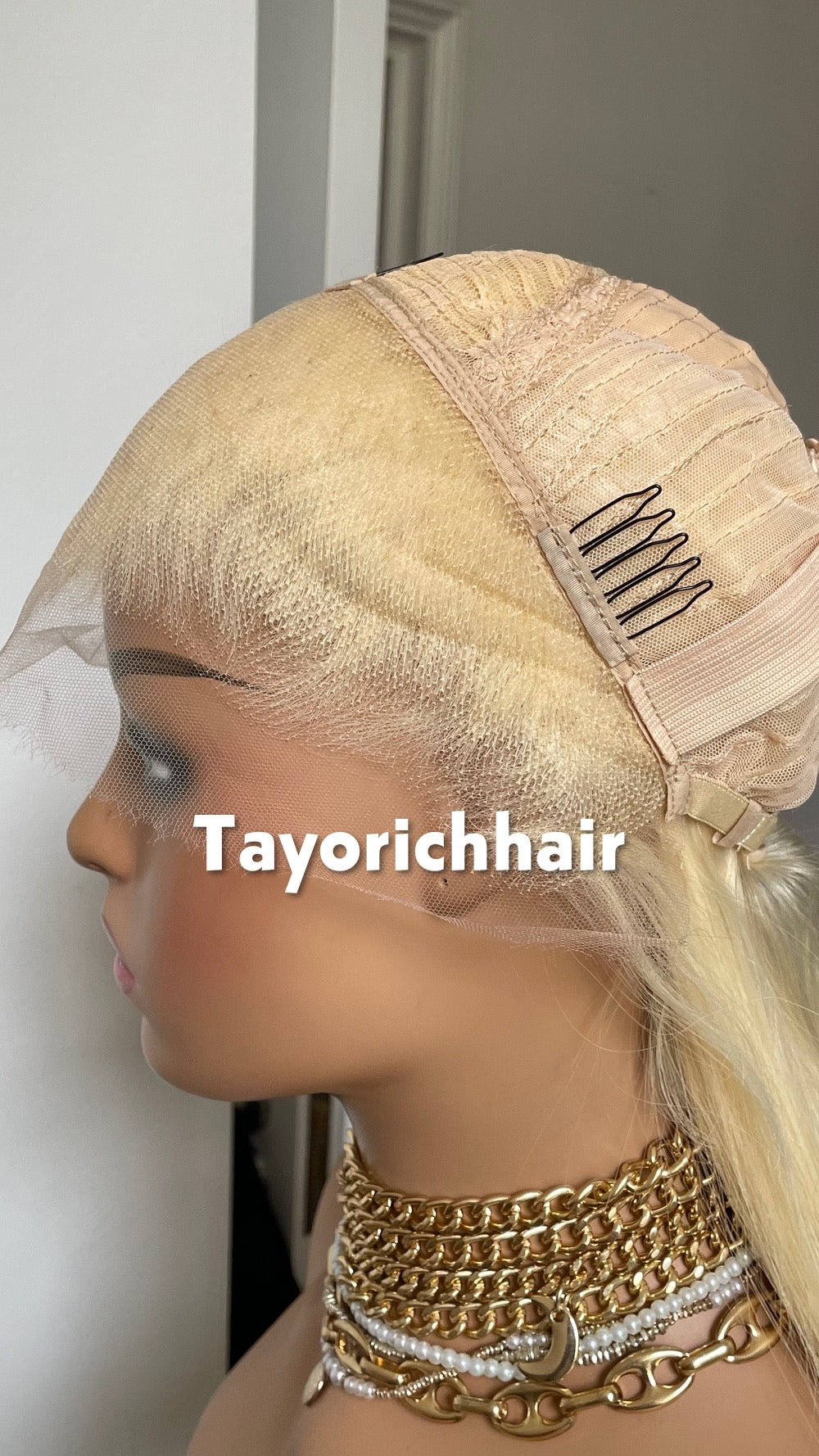 Bleach Blonde Straight Human Hair Wig In 18 Inches- 13 By 4 HD Lace With Free Part- 150% Low Density Wig-Small Cap Size Lace Wig For Women