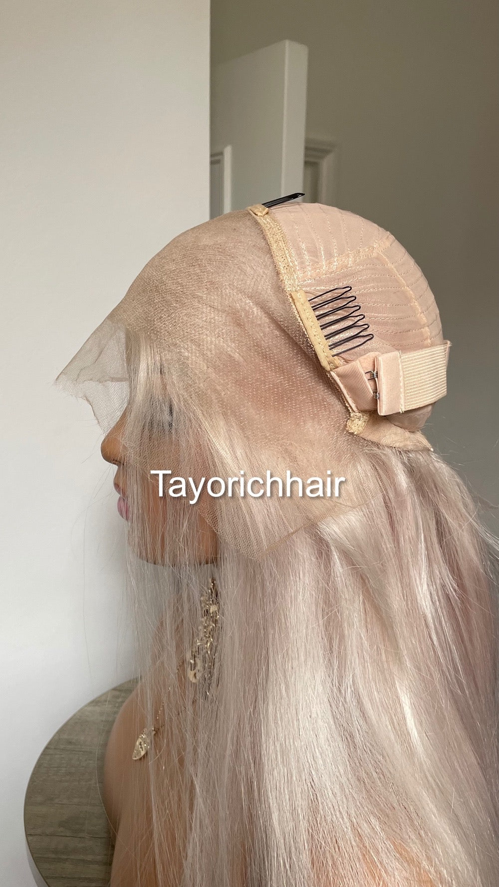 Platinum Blonde Straight Human Hair Wig In 24 Inches•HD Lace Front Wig With Free Part•Soft Hair Wig For Women Hairloss Alopecia•180% Density