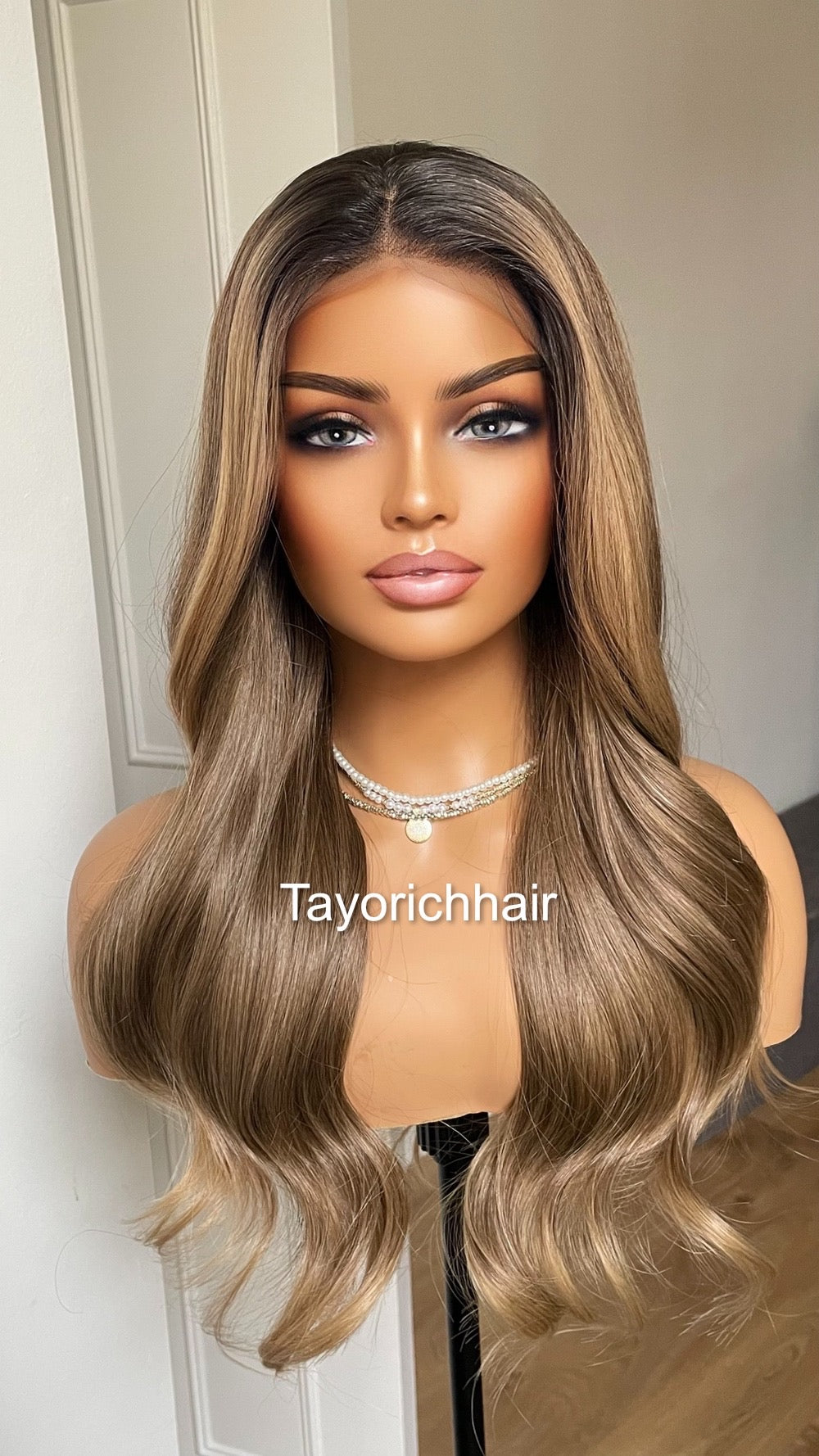 Dark Ash Blonde Luxury Synthetic Lace Wig By Tayorichhair