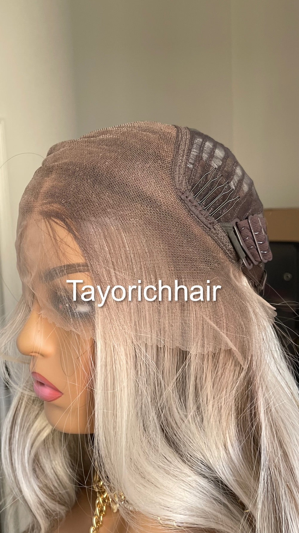Blonde And Brown Mix Lace Wig/Heat Friendly Synthetic Wigs For Women/Platinum Blonde And Dark Brown Wavy Long Hair Wig By Tayorichhair
