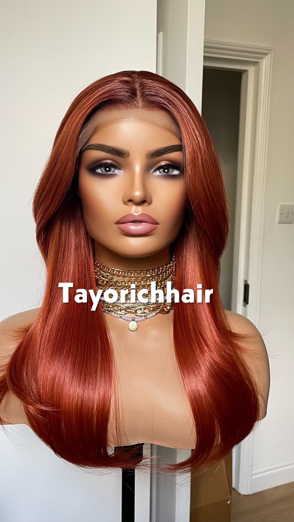 Fiery Copper Red Lace Front Wig: 16 Inch Heat Resistant Hair