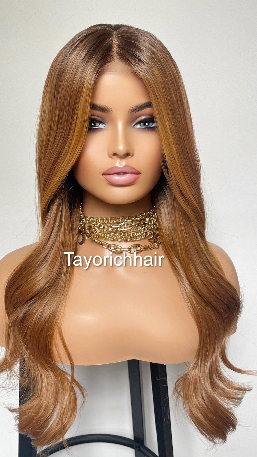 Ginger Auburn Synthetic Lace Wig With Dark Roots/ 20 Inches Soft Hair Luxury Synthetic Wig For Women Hairloss Alopecia/13x4 Lace Middle Part