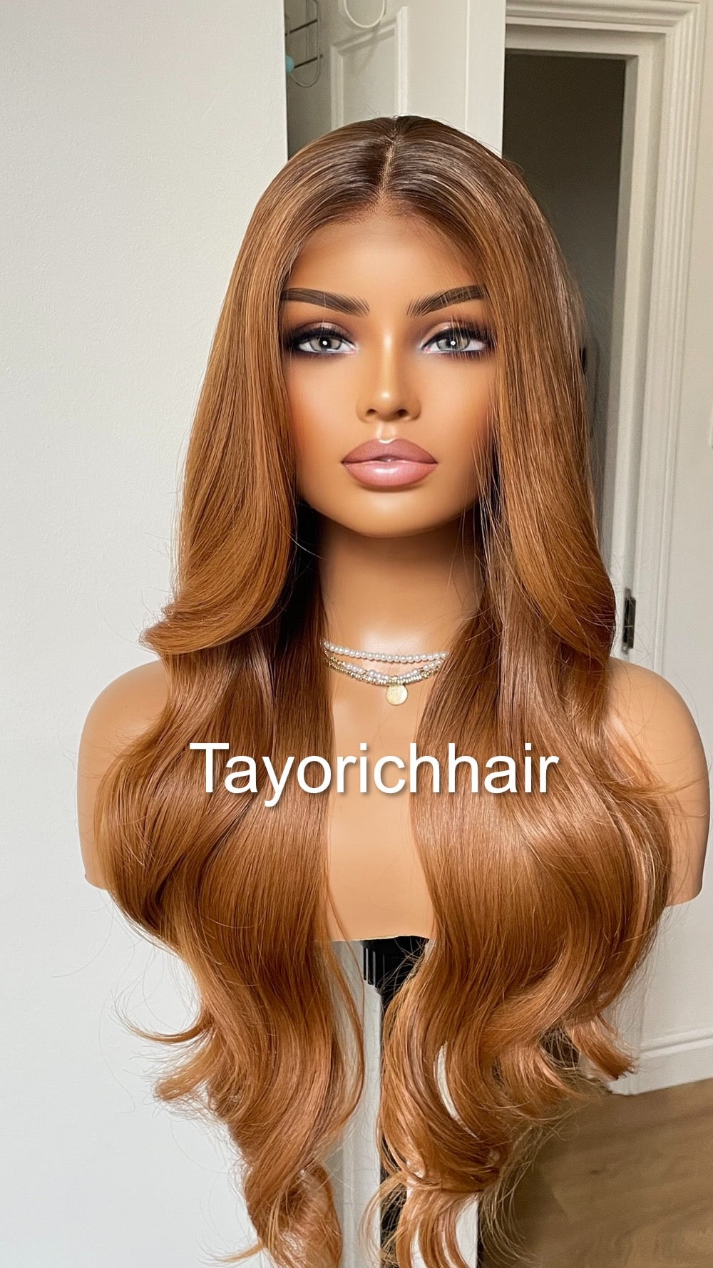 Ginger Red Hair Lace Frontal Wig With Dark Brown Roots/Heat Friendly Synthetic Wig By Tayorichhair