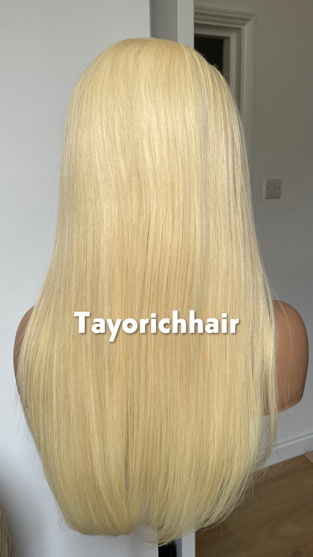 Bleach Blonde Straight Human Hair Wig In 18 Inches- 13 By 4 HD Lace With Free Part- 150% Low Density Wig-Small Cap Size Lace Wig For Women