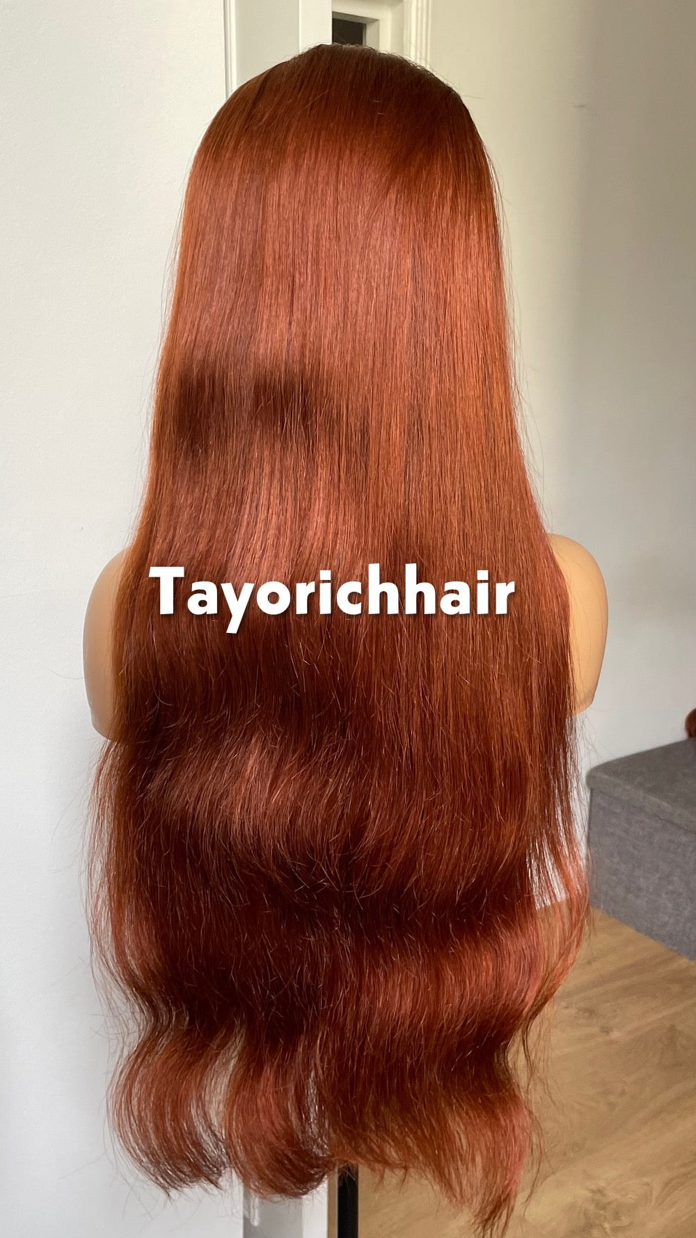 Copper Red 28 Inches Human Hair Wig; 13x6 HD Lace Wig For Women, Alopecia, Hairloss.