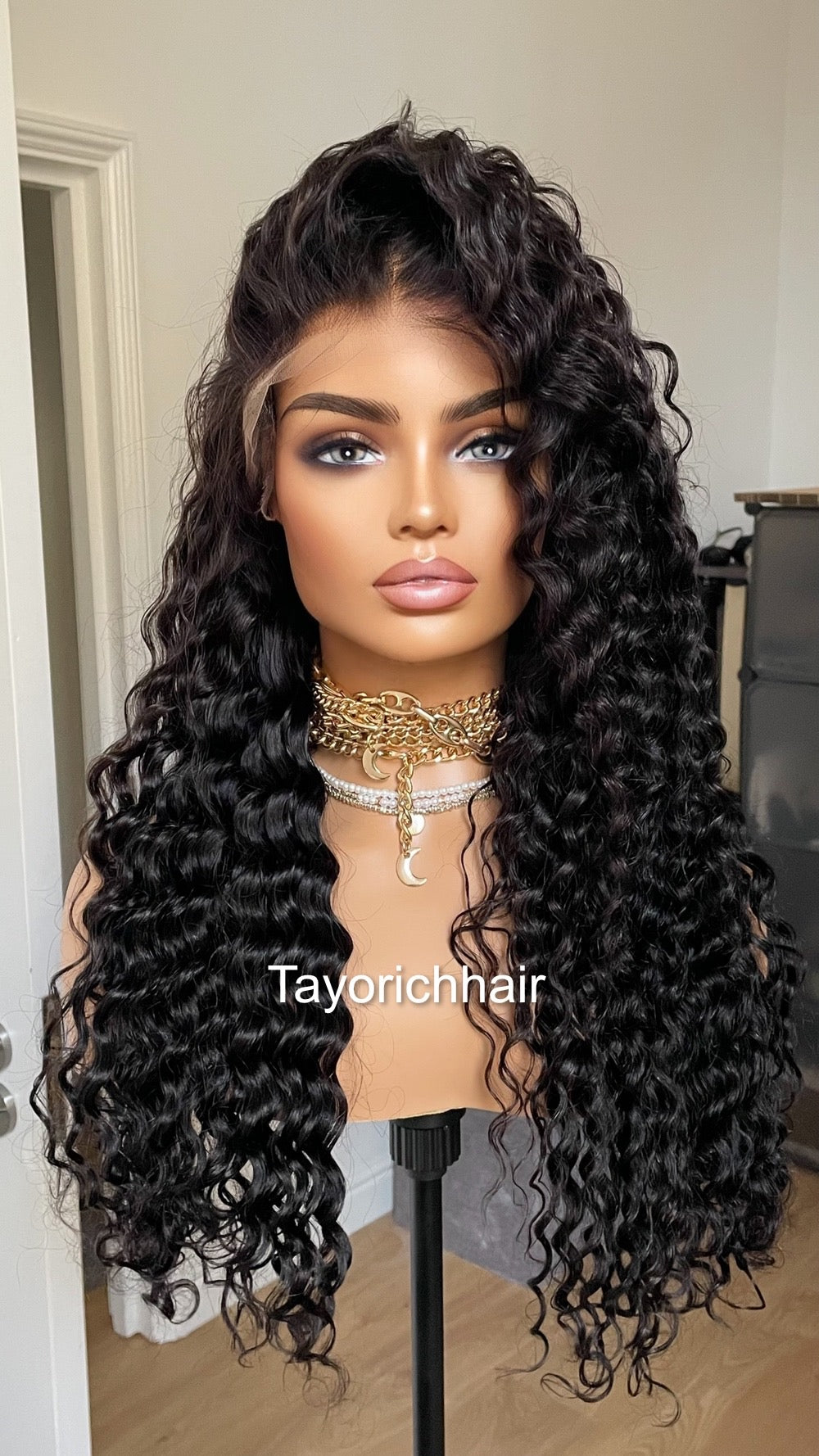 Black Curly Lace Front Human Hair Wig/ Long Curly Long 24 Inches Lace Wig For Daily wear/ Exotic Curls 13x4 HD Lace Wig