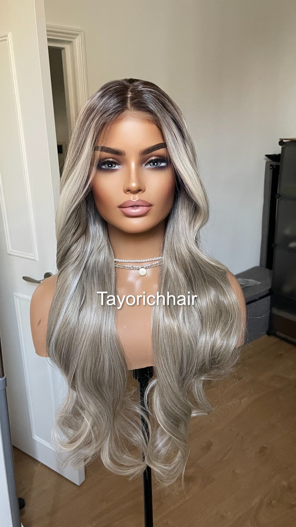 Dark Ash Blonde Synthetic Lace Front Wig With Money Piece/ Realistic Heat Resistant Wig/ Natural Looking Wigs For Women/ Tayorichhair Wigs