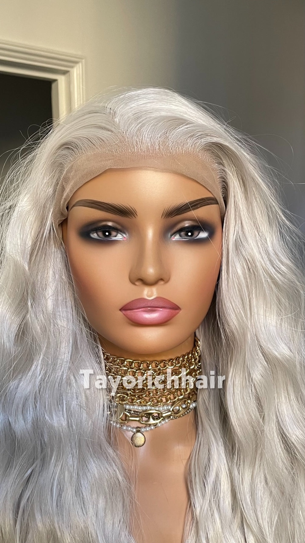 Tayorichhair Icy Platinum Blonde Loose Curls Wig – 24" Heat Safe Synthetic