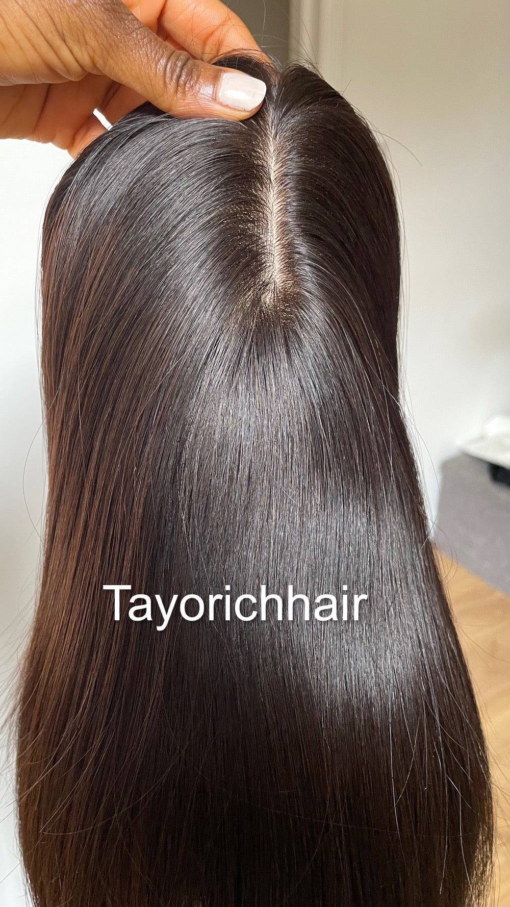 Natural Soft Black Silk Hair Topper Colour 1b/ Silk Base Scalp Like Tooper/ 5.5X6•14 Inches European Straight Human Hair Topper For Thinning Hair