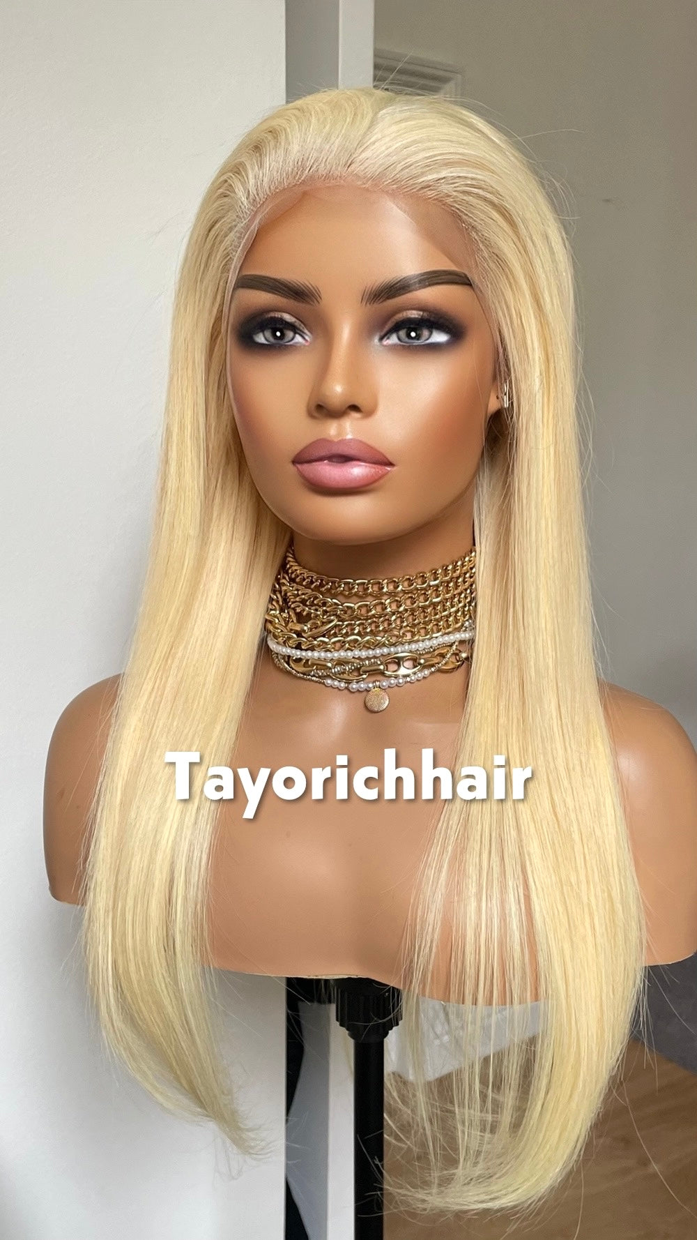 Bleach Blonde Straight Human Hair Wig In 18 Inches- 13 By 4 HD Lace With Free Part- 150% Low Density Wig-Small Cap Size Lace Wig For Women