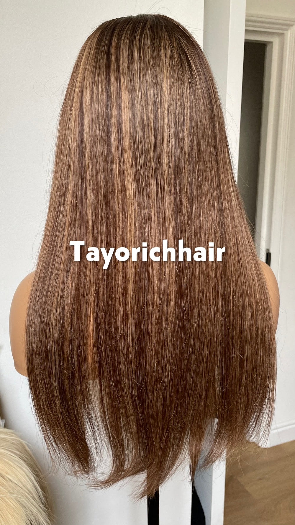 Blonde And Brown Human Hair Wig With 5x5 HD U-Part Lace- 18 Inches Straight Wig- Medium Cap Size- Beginner Friendly Human Hair Wigs For Women-Tayorichhair Wigs