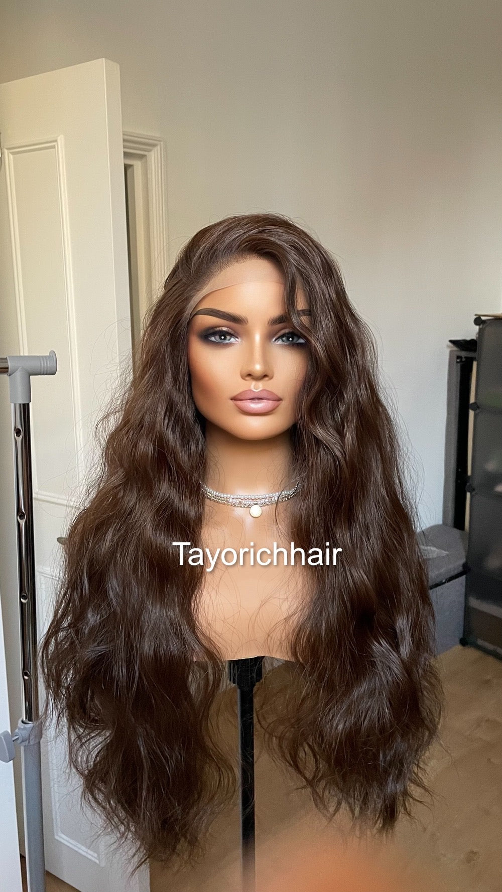 Dark Brunette Brown Lace Front Wavy Wigs For Women Natural Looking 13x3 Lace Front Wig With A Realistic Hair Line Heat Friendly Synthetic