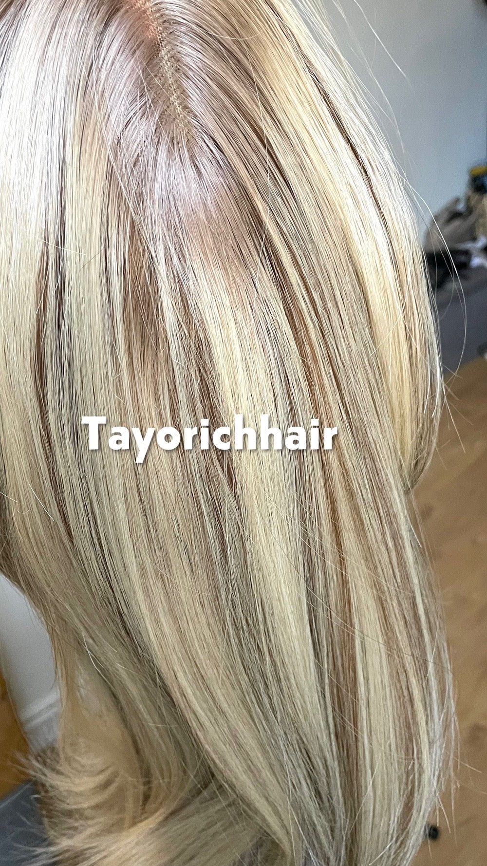 Sunkissed Blonde With Brown Highlights Wig; Lace Frontal Synthetic Wig, 16 Inches, Low Density Wig