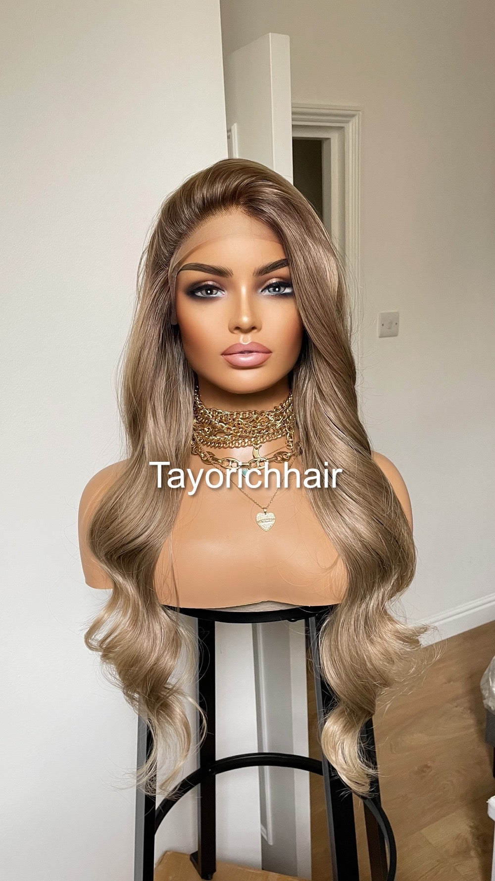Rooted Dark Ash Blonde Lace Front Synthetic Wig