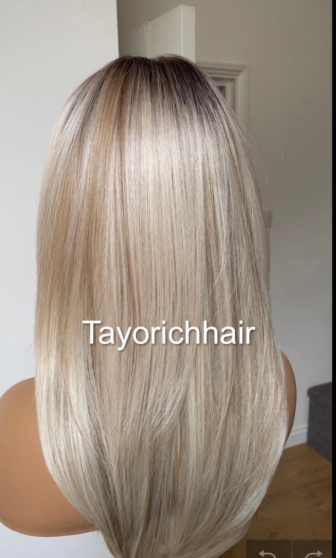 Mixed Blonde Short Wig With Dark Roots/13 By 6 Lace Frontal Wig/Heat Friendly Synthetic Straight Hair Wig In 16 Inches/Tayorichhair Wigs