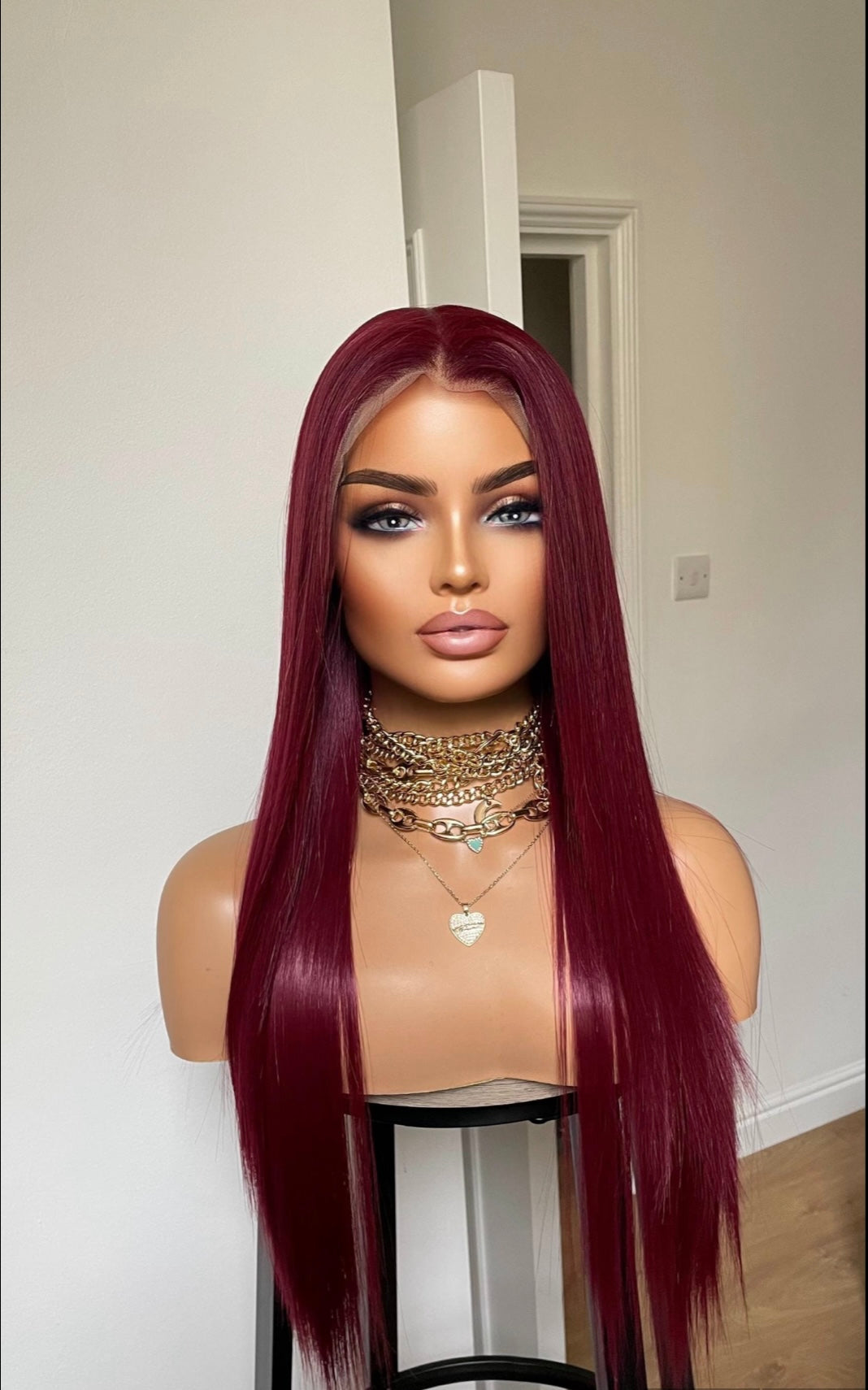 Burgundy 24 Inches Straight Hair Synthetic Wig 13x6 Wide lace By Tayorichhair