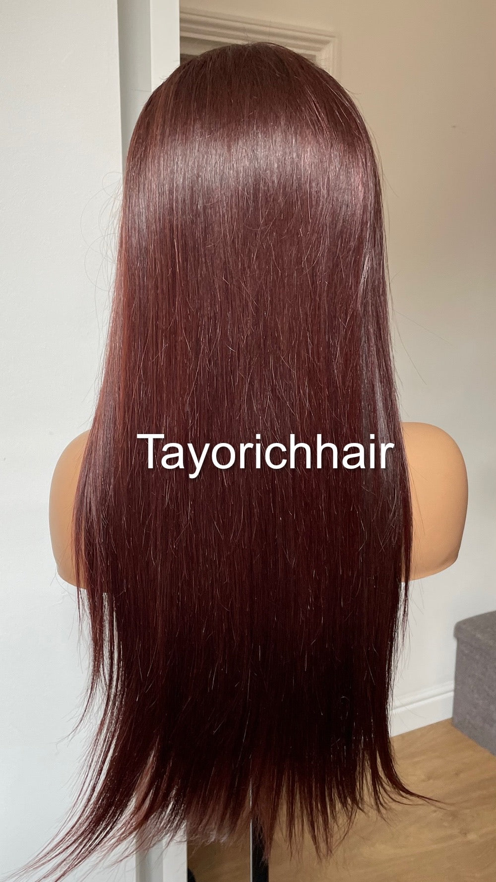 Black Dark Cherry Raw Human Hair Lace Frontal Wig In 18 Inches/13 By 6 HD Lace Frontal Free Part High Quality Human Hair Wig By Tayorichhair