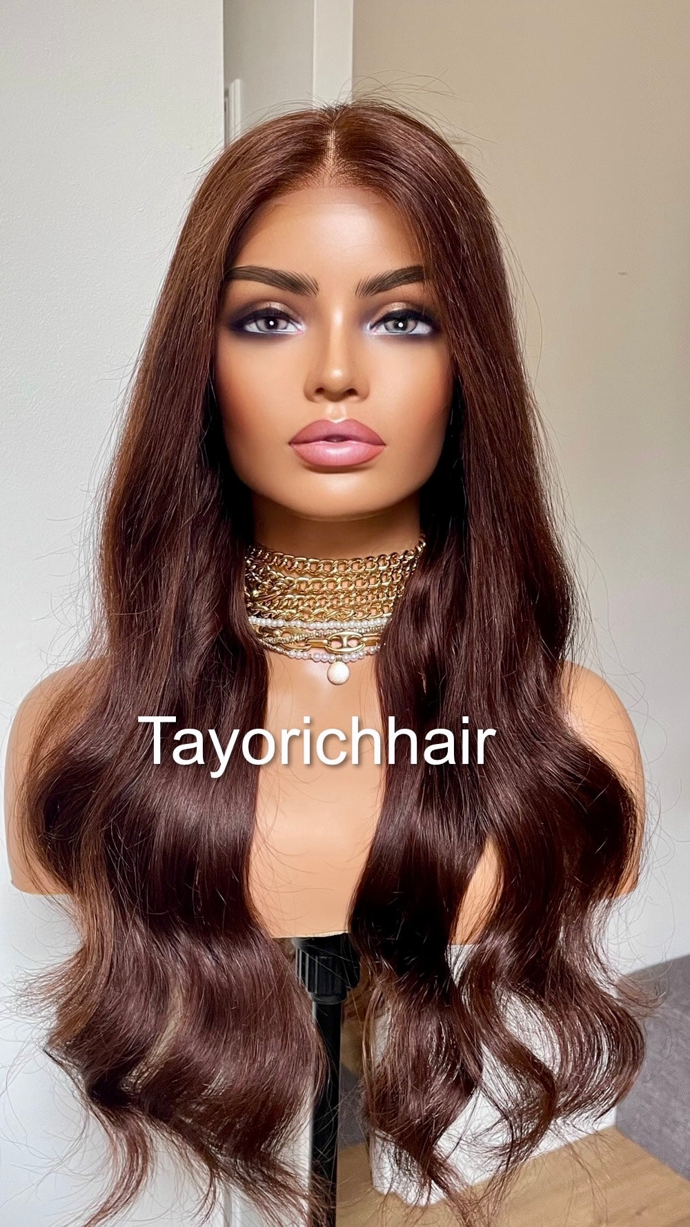 Dark Brown Human Hair Lace Frontal Wig-13x4 HD Lace Wig-Natural Looking Wig For Small Head Sizes-Tayorichhair Wigs