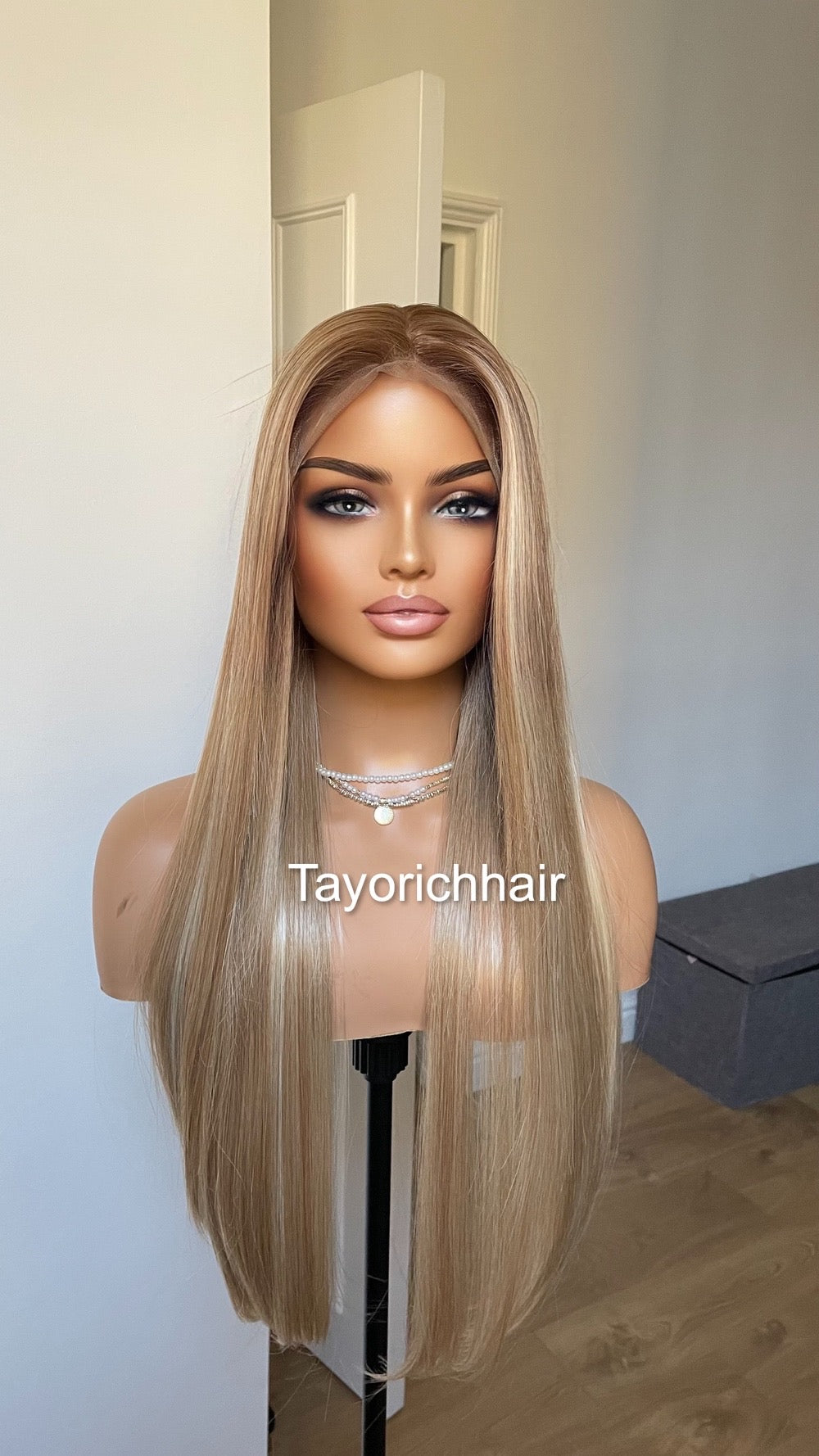 13x6 Mixed Honey Blonde Straight Hair Synthetic Lace Front Wig For Women