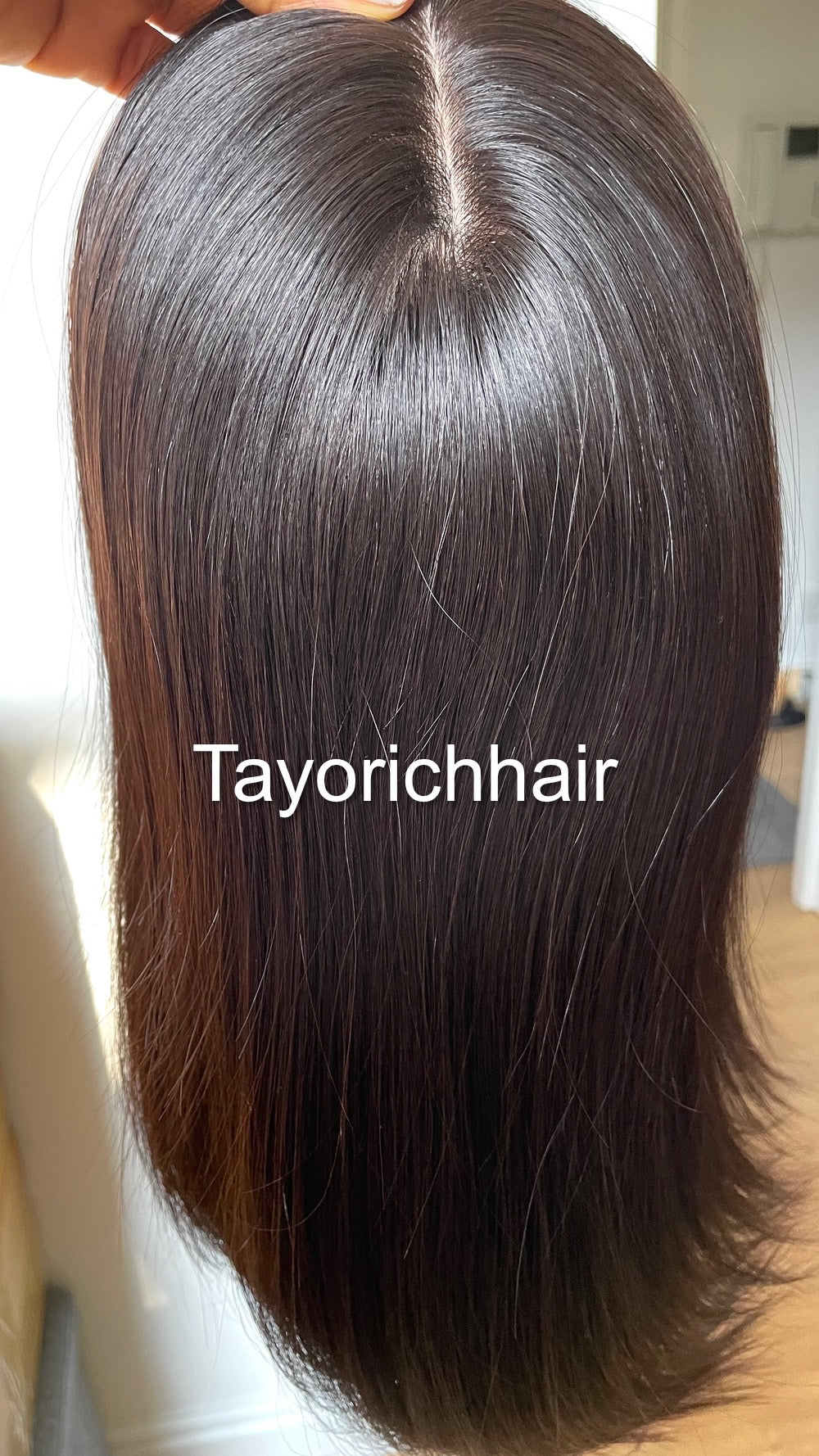 Natural Soft Black Silk Hair Topper Colour 1b/ Silk Base Scalp Like Tooper/ 5.5X6•14 Inches European Straight Human Hair Topper For Thinning Hair